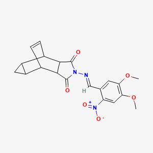 4-[(4,5-dimethoxy-2-nitrobenzylidene)amino]-4-azatetracyclo[5.3.2.0~2,6~.0~8,10~]dodec-11-ene-3,5-dione