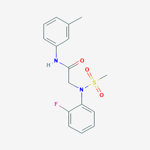 molecular formula C16H17FN2O3S B5801444 N~2~-(2-fluorophenyl)-N~1~-(3-methylphenyl)-N~2~-(methylsulfonyl)glycinamide 