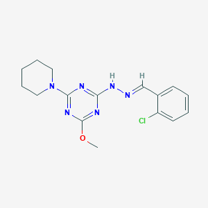 molecular formula C16H19ClN6O B5801513 2-chlorobenzaldehyde [4-methoxy-6-(1-piperidinyl)-1,3,5-triazin-2-yl]hydrazone 