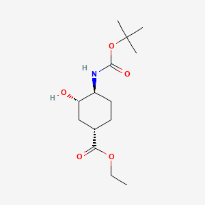 molecular formula C14H25NO5 B580154 (1S,3S,4S)-Ethyl 4-((tert-butoxycarbonyl)amino)-3-hydroxycyclohexanecarboxylate CAS No. 1392745-43-5