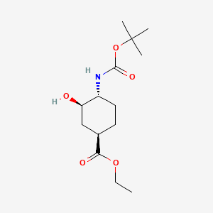 molecular formula C14H25NO5 B580155 (1R,3R,4R)-ethyl 4-(tert-butoxycarbonylamino)-3-hydroxycyclohexanecarboxylate CAS No. 1392745-70-8