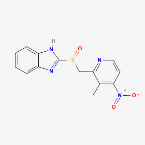 molecular formula C14H12N4O3S B580162 1H-Benzimidazole, 2-[[(3-methyl-4-nitro-2-pyridinyl)methyl]sulfinyl]- CAS No. 142384-07-4