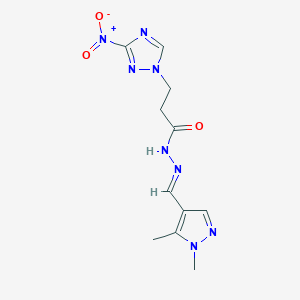 molecular formula C11H14N8O3 B5801743 N'-[(1,5-dimethyl-1H-pyrazol-4-yl)methylene]-3-(3-nitro-1H-1,2,4-triazol-1-yl)propanohydrazide 