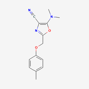 molecular formula C14H15N3O2 B5801766 5-(dimethylamino)-2-[(4-methylphenoxy)methyl]-1,3-oxazole-4-carbonitrile 