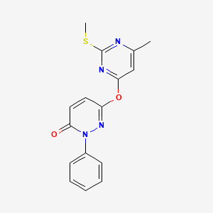 molecular formula C16H14N4O2S B5801768 6-{[6-methyl-2-(methylthio)-4-pyrimidinyl]oxy}-2-phenyl-3(2H)-pyridazinone 