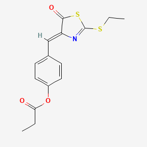 molecular formula C15H15NO3S2 B5801797 4-{[2-(ethylthio)-5-oxo-1,3-thiazol-4(5H)-ylidene]methyl}phenyl propionate 
