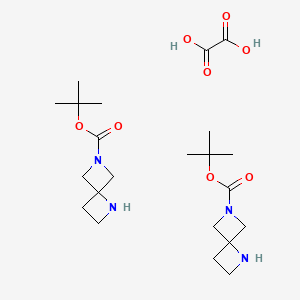 molecular formula C22H38N4O8 B580199 叔丁基 1,6-二氮杂螺[3.3]庚烷-6-羧酸草酸盐(2:1) CAS No. 1431868-60-8