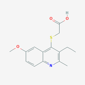 molecular formula C15H17NO3S B5802054 [(3-ethyl-6-methoxy-2-methyl-4-quinolinyl)thio]acetic acid 