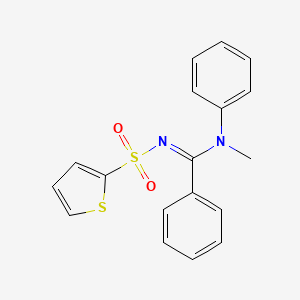 molecular formula C18H16N2O2S2 B5802074 N-methyl-N-phenyl-N'-(2-thienylsulfonyl)benzenecarboximidamide 