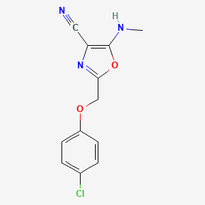 2-[(4-chlorophenoxy)methyl]-5-(methylamino)-1,3-oxazole-4-carbonitrile