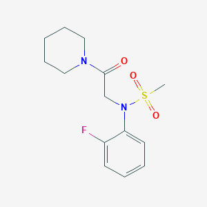 molecular formula C14H19FN2O3S B5802305 N-(2-fluorophenyl)-N-[2-oxo-2-(1-piperidinyl)ethyl]methanesulfonamide 