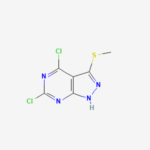 molecular formula C6H4Cl2N4S B580236 4,6-Dichloro-3-(methylthio)-1H-pyrazolo[3,4-D]pyrimidine CAS No. 1037479-36-9