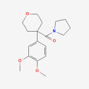 molecular formula C18H25NO4 B5802388 1-{[4-(3,4-dimethoxyphenyl)tetrahydro-2H-pyran-4-yl]carbonyl}pyrrolidine 
