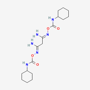 molecular formula C17H30N6O4 B5802688 N'~1~,N'~3~-bis{[(cyclohexylamino)carbonyl]oxy}propanediimidamide 