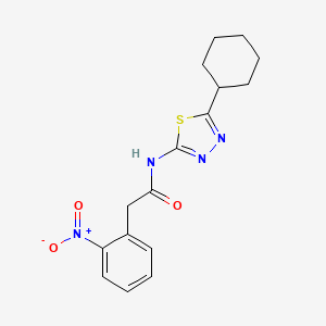 molecular formula C16H18N4O3S B5802701 N-(5-cyclohexyl-1,3,4-thiadiazol-2-yl)-2-(2-nitrophenyl)acetamide 