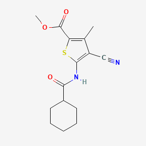 molecular formula C15H18N2O3S B5802755 methyl 4-cyano-5-[(cyclohexylcarbonyl)amino]-3-methyl-2-thiophenecarboxylate 