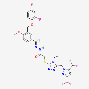 molecular formula C27H25F6N7O3S B5802764 2-[(5-{[3,5-bis(difluoromethyl)-1H-pyrazol-1-yl]methyl}-4-ethyl-4H-1,2,4-triazol-3-yl)thio]-N'-{3-[(2,4-difluorophenoxy)methyl]-4-methoxybenzylidene}acetohydrazide 