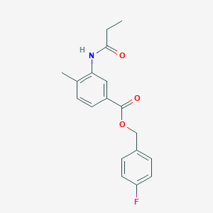 molecular formula C18H18FNO3 B5803020 4-fluorobenzyl 4-methyl-3-(propionylamino)benzoate 