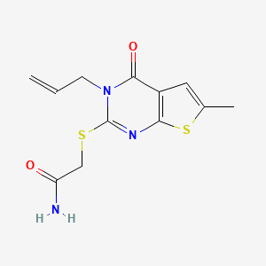 molecular formula C12H13N3O2S2 B5803099 2-[(3-allyl-6-methyl-4-oxo-3,4-dihydrothieno[2,3-d]pyrimidin-2-yl)thio]acetamide 