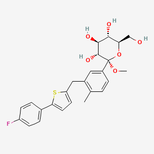 molecular formula C25H27FO6S B580311 (2S,3R,4S,5S,6R)-2-(3-((5-(4-fluorophenyl)thiophen-2-yl)Methyl)-4-Methylphenyl)-tetrahydro-6-(hydroxyMethyl)-2-Methoxy-2H-pyran-3,4,5-triol CAS No. 1358581-37-9