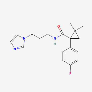 molecular formula C18H22FN3O B580315 1-(4-Fluorophenyl)-N-(3-imidazol-1-ylpropyl)-2,2-dimethylcyclopropane-1-carboxamide CAS No. 1434927-54-4