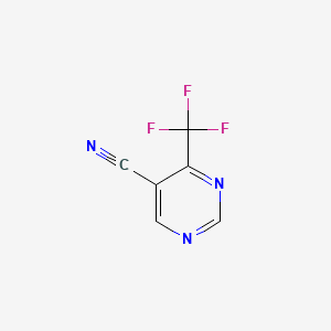 molecular formula C6H2F3N3 B580316 4-(三氟甲基)嘧啶-5-碳腈 CAS No. 1260676-79-6