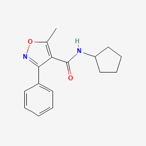 molecular formula C16H18N2O2 B5803164 N-cyclopentyl-5-methyl-3-phenyl-4-isoxazolecarboxamide 