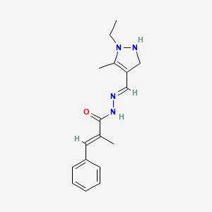 molecular formula C17H22N4O B5803387 N'-[(1-ethyl-5-methyl-2,3-dihydro-1H-pyrazol-4-yl)methylene]-2-methyl-3-phenylacrylohydrazide 
