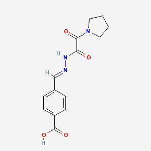 molecular formula C14H15N3O4 B5803424 4-{2-[oxo(1-pyrrolidinyl)acetyl]carbonohydrazonoyl}benzoic acid 