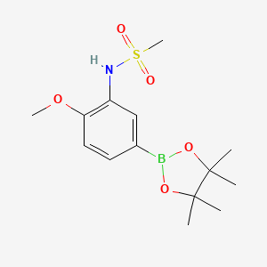 molecular formula C14H22BNO5S B580344 N-(2-甲氧基-5-(4,4,5,5-四甲基-1,3,2-二氧杂硼环-2-基)苯基)甲磺酰胺 CAS No. 1256360-27-6