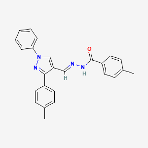molecular formula C25H22N4O B5803481 4-methyl-N'-{[3-(4-methylphenyl)-1-phenyl-1H-pyrazol-4-yl]methylene}benzohydrazide 