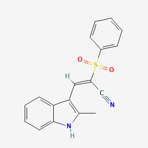 molecular formula C18H14N2O2S B5803492 3-(2-甲基-1H-吲哚-3-基)-2-(苯磺酰基)丙烯腈 