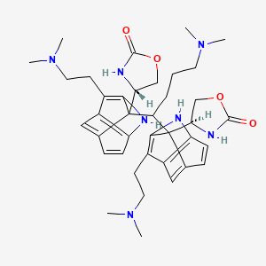 molecular formula C38H53N7O4 B580352 (4S)-4-[10-[4-(二甲氨基)-1-[9-[2-(二甲氨基)乙基]-10-[(4S)-2-氧代-1,3-恶唑烷-4-基]-2-氮杂三环[4.3.1.03,8]癸-1(9),3(8),4,6-四烯-10-基]丁基]-9-[2-(二甲氨基)乙基]-2-氮杂三环[4.3.1.03,8]癸-1(9),3(8),4,6-四烯-10-基]-1,3-恶唑烷-2-酮 CAS No. 1350928-05-0
