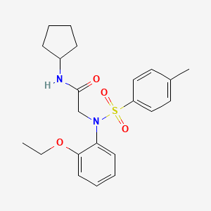 molecular formula C22H28N2O4S B5803641 N~1~-cyclopentyl-N~2~-(2-ethoxyphenyl)-N~2~-[(4-methylphenyl)sulfonyl]glycinamide 