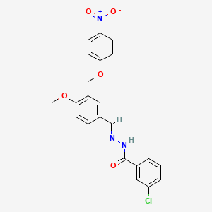 molecular formula C22H18ClN3O5 B5803766 3-chloro-N'-{4-methoxy-3-[(4-nitrophenoxy)methyl]benzylidene}benzohydrazide 