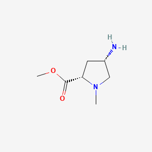 molecular formula C7H14N2O2 B580386 methyl (4S)-4-amino-1-methyl-L-prolinate CAS No. 1243248-53-4