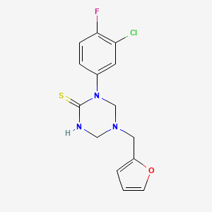 1-(3-chloro-4-fluorophenyl)-5-(2-furylmethyl)-1,3,5-triazinane-2-thione