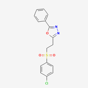 molecular formula C16H13ClN2O3S B5804132 2-{2-[(4-chlorophenyl)sulfonyl]ethyl}-5-phenyl-1,3,4-oxadiazole 