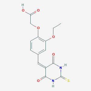 molecular formula C15H14N2O6S B5804257 {4-[(4,6-dioxo-2-thioxotetrahydro-5(2H)-pyrimidinylidene)methyl]-2-ethoxyphenoxy}acetic acid 