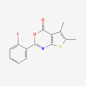 molecular formula C14H10FNO2S B5804429 2-(2-fluorophenyl)-5,6-dimethyl-4H-thieno[2,3-d][1,3]oxazin-4-one 