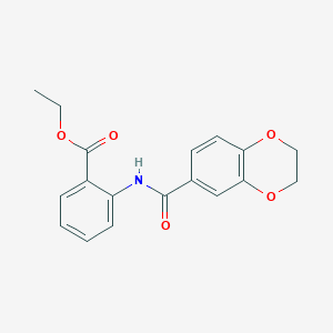 molecular formula C18H17NO5 B5804568 ethyl 2-[(2,3-dihydro-1,4-benzodioxin-6-ylcarbonyl)amino]benzoate 