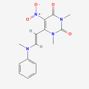 molecular formula C15H16N4O4 B5804825 1,3-dimethyl-6-{2-[methyl(phenyl)amino]vinyl}-5-nitro-2,4(1H,3H)-pyrimidinedione 