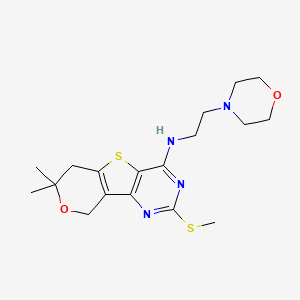 molecular formula C18H26N4O2S2 B5804881 7,7-dimethyl-2-(methylthio)-N-[2-(4-morpholinyl)ethyl]-6,9-dihydro-7H-pyrano[3',4':4,5]thieno[3,2-d]pyrimidin-4-amine 
