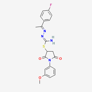 1-(3-methoxyphenyl)-2,5-dioxo-3-pyrrolidinyl 2-[1-(4-fluorophenyl)ethylidene]hydrazinecarbimidothioate