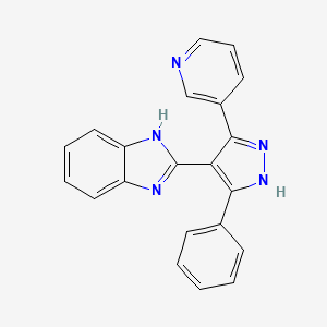 molecular formula C21H15N5 B5804908 2-[3-phenyl-5-(3-pyridinyl)-1H-pyrazol-4-yl]-1H-benzimidazole 