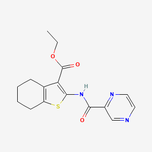 molecular formula C16H17N3O3S B5804933 ethyl 2-[(2-pyrazinylcarbonyl)amino]-4,5,6,7-tetrahydro-1-benzothiophene-3-carboxylate 