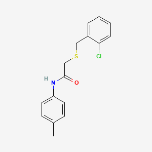 molecular formula C16H16ClNOS B5805064 2-[(2-chlorobenzyl)thio]-N-(4-methylphenyl)acetamide 