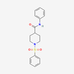 molecular formula C18H20N2O3S B5805093 N-phenyl-1-(phenylsulfonyl)-4-piperidinecarboxamide 