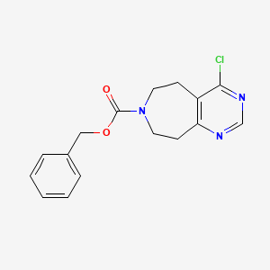 molecular formula C16H16ClN3O2 B580512 苄基 4-氯-5,6,8,9-四氢嘧啶并[4,5-d]氮杂卓-7-羧酸酯 CAS No. 1251001-37-2
