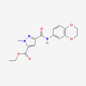 molecular formula C16H17N3O5 B5805125 ethyl 3-[(2,3-dihydro-1,4-benzodioxin-6-ylamino)carbonyl]-1-methyl-1H-pyrazole-5-carboxylate 